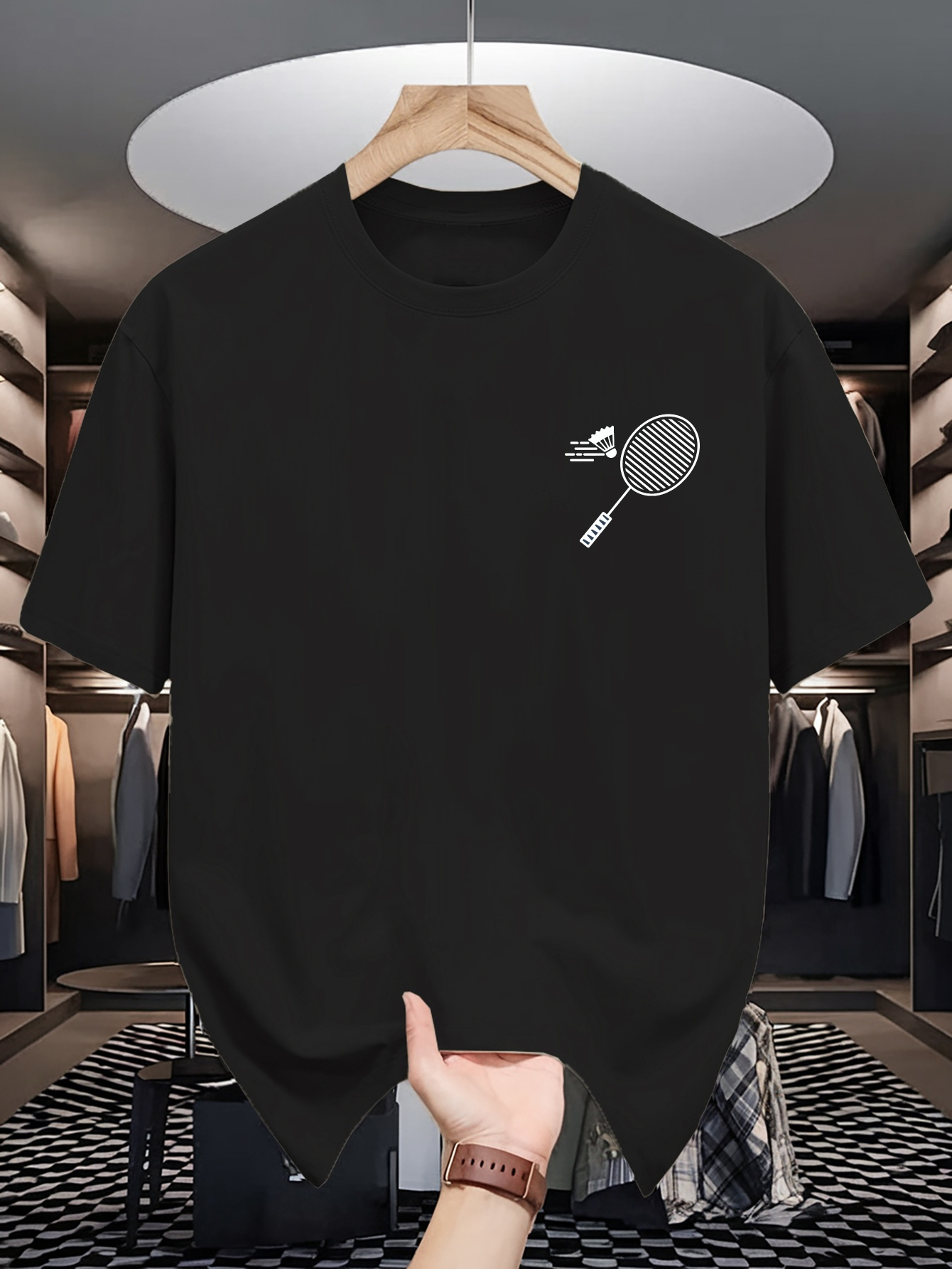 Badminton Wallpaper - Kaos Crew Neck Pria Minimalis dengan